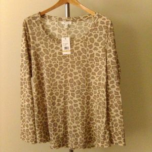 Skinnygirl Jeans Safari-Abstract Cheetah Fierce Brushed Marled Top Size 3X